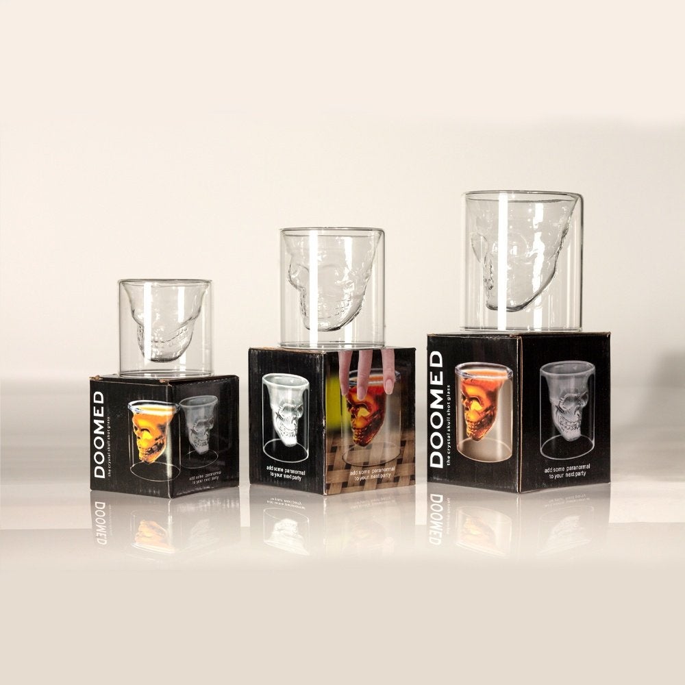 Skull glazen - Drink glazen - Glaswerk - Bar accessoires, Glas of Glazen, Kouwehoek 1b, Nieuw, Ophalen of Verzenden