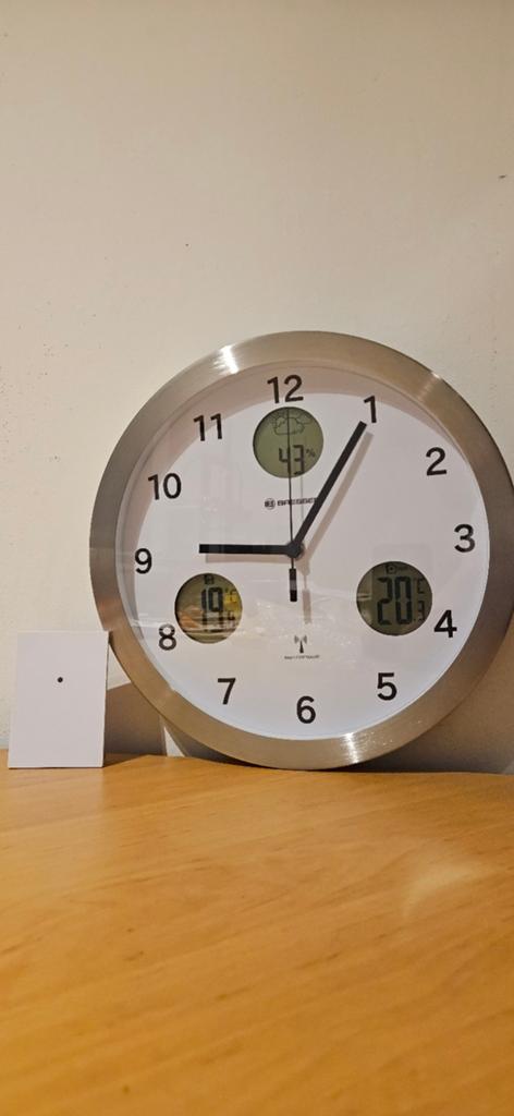 Bresser Mytime wandklok met temperatuur sensor, Huis en Inrichting, Woonaccessoires | Klokken, Ophalen of Verzenden, Nieuw, Analoog