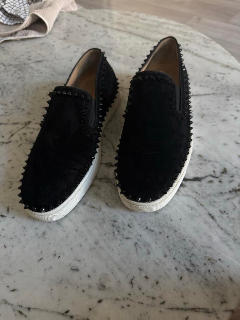 Christian Louboutin Spikes Instappers Zwart, Ophalen of Verzenden, Zo goed als nieuw, Zwart, Loafers