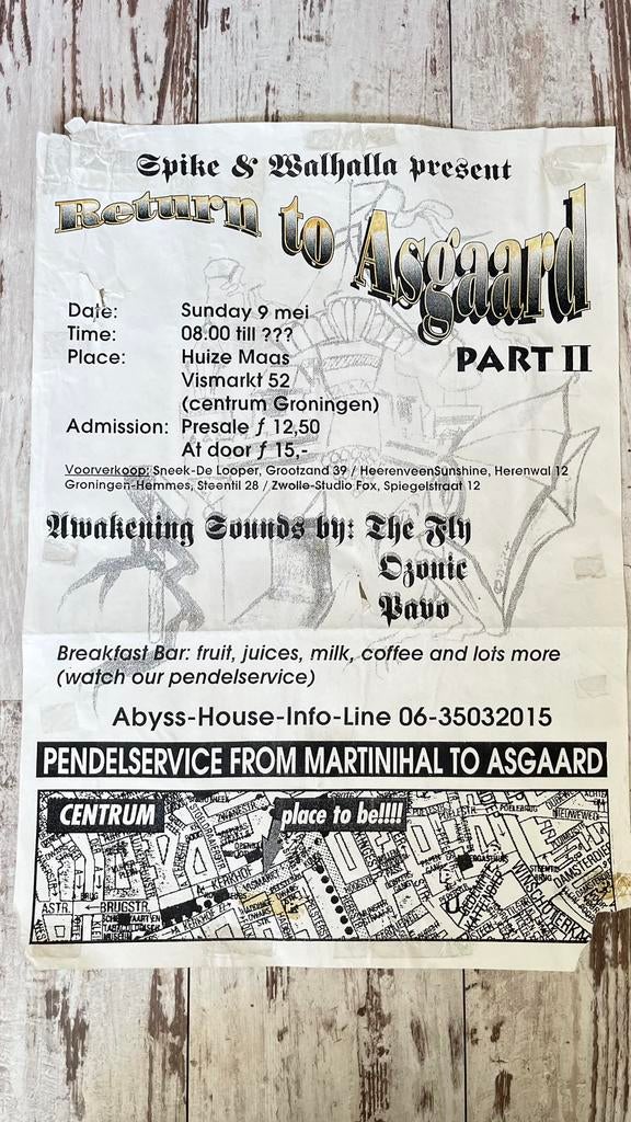 1993 poster Return to Asgaard Thunderdome hardcore gabber, Verzamelen, Ophalen of Verzenden, A1 t/m A3
