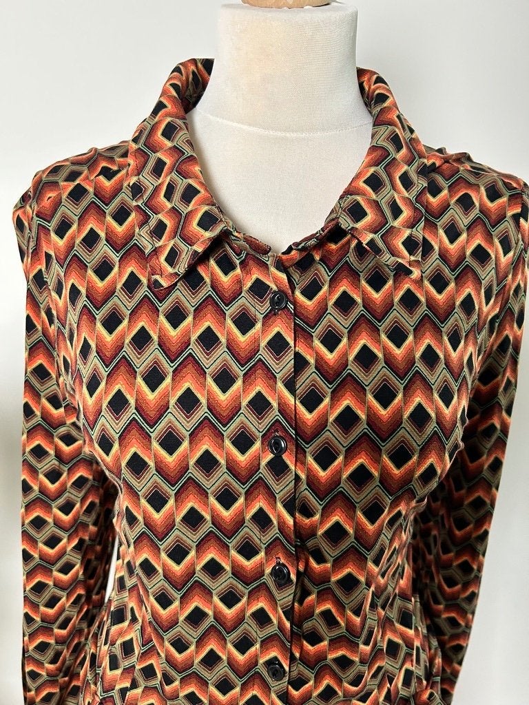 King Louie maat XXL geruite retro Sheeva dress 3602, Maat 46/48 (XL) of groter, Oranje, Ophalen of Verzenden, Zo goed als nieuw