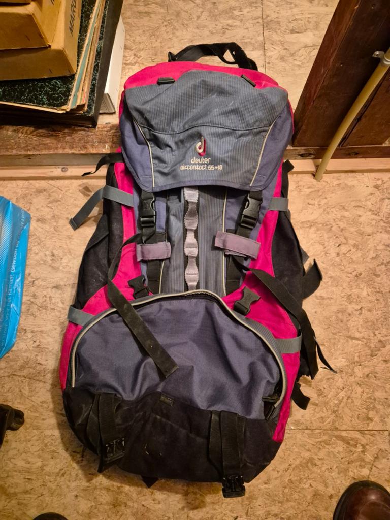 Rugzak Deuter Aircontact 55+10 met regenhoes, Ophalen of Verzenden, Gebruikt, Rugzak