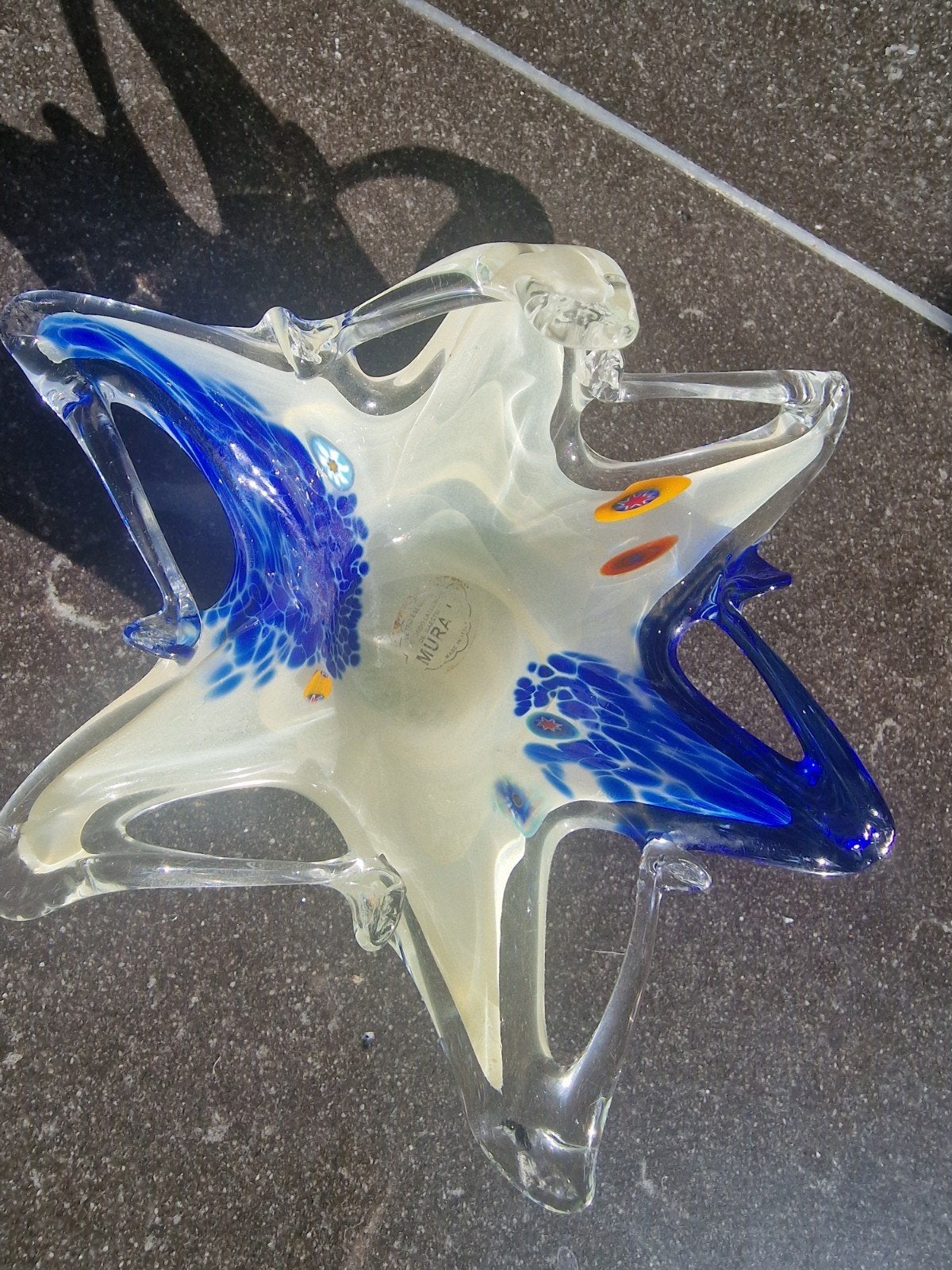 Murano Lavorazione Millefiori Zeester Schaal Geblazen Glas, Ophalen of Verzenden