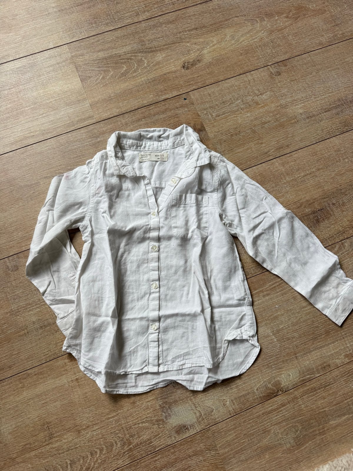 Zara Wit overhemd voor kinderen - Maat 116, Ophalen of Verzenden, Gebruikt, Jongen of Meisje, Overhemd of Blouse