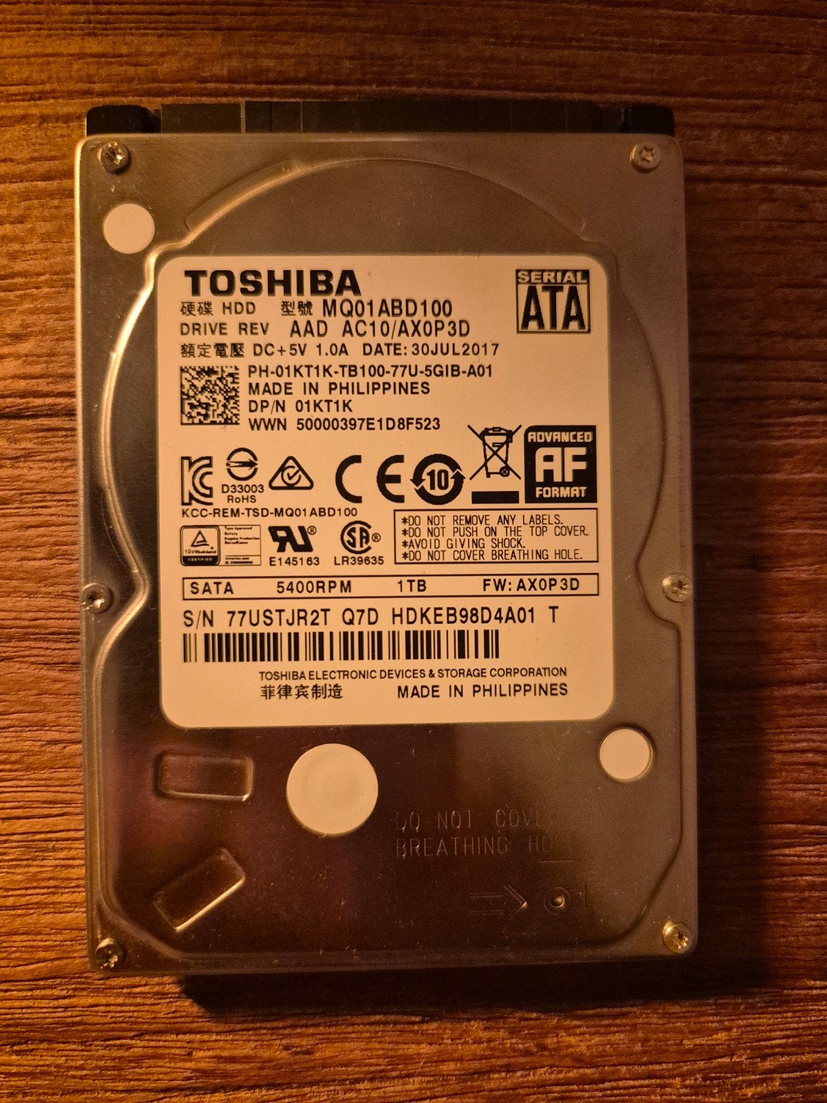 Toshiba MQ01ABD100 1TB SATA HDD - Interne Harde Schijf, Computers en Software, Intern, Server, Ophalen of Verzenden, 1TB