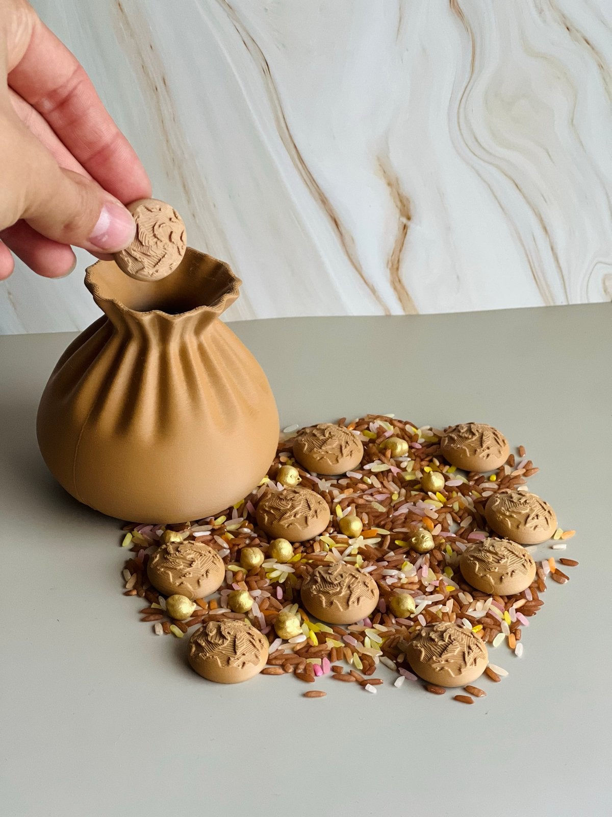 Sinterklaas zak (8 cm) met loose parts pepernoten, Ophalen of Verzenden, Nieuw
