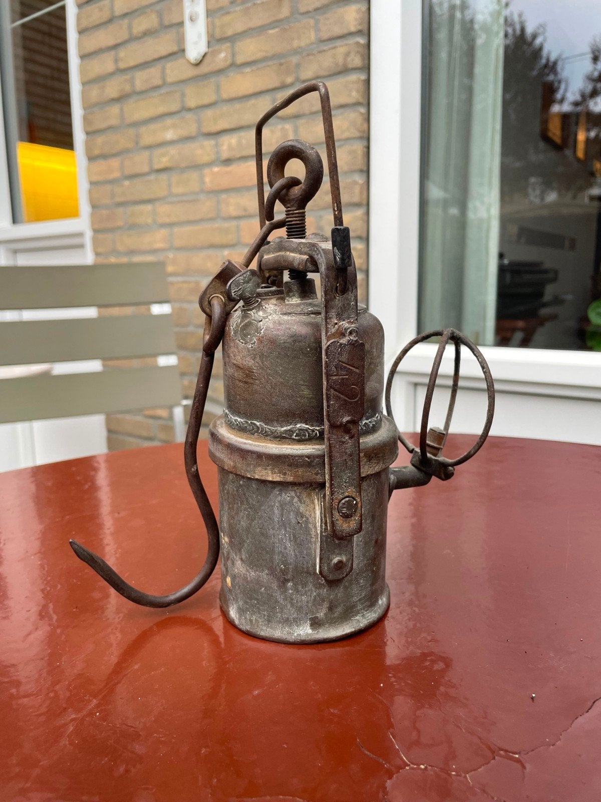 Antieke Carbid Mijnlamp Acetyleen Lamp Mijnwerker, Ophalen of Verzenden