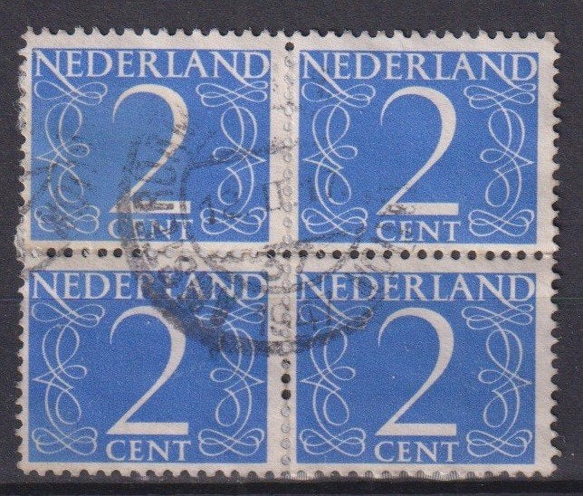 Nederland 1947 461 Cijfer Blok van 4 AMSTERDAM C.S., Verzenden, Gestempeld, Overige thema's