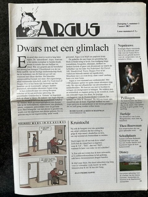 Argus jaargangen 1, 2 en 3 (2017 t/m 2019), Ophalen of Verzenden, 1980 tot heden, Nederland, Krant