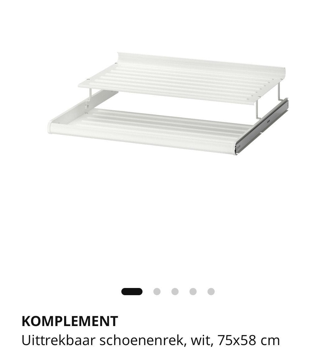 2 x IKEA KOMPLEMENT Uittrekbaar schoenenrek, wit, 75x58 cm, Huis en Inrichting, Ophalen, Zo goed als nieuw