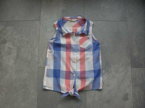 Strikblouse, geblokt van H&M maat 128 (qwe), Kinderen en Baby's, Kinderkleding | Maat 128, Meisje, H&M, Overhemd of Blouse, Ophalen of Verzenden