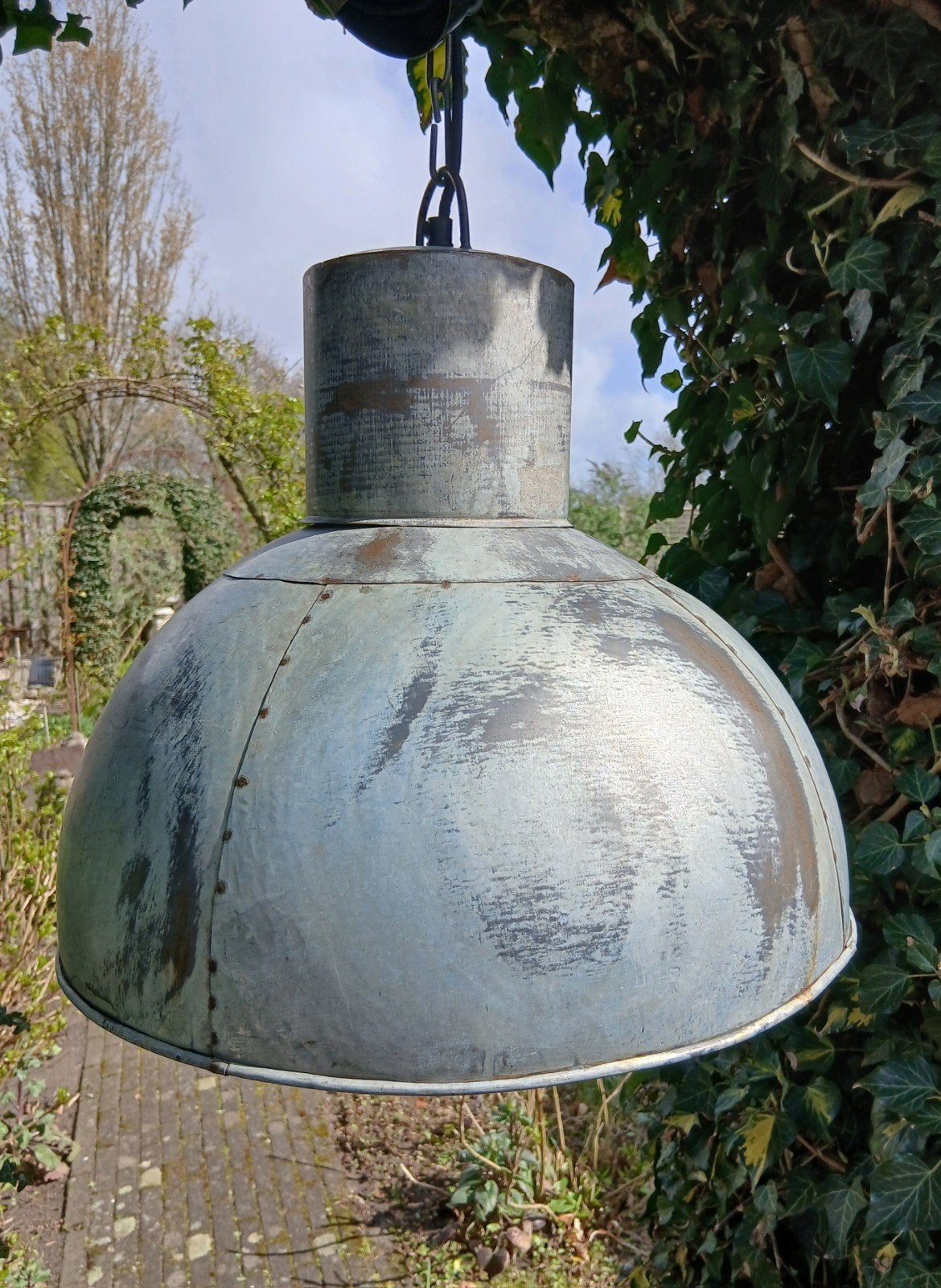 grote industriële hanglamp Ø 43 cm, Ophalen, Gebruikt, E27 (groot), Metaal