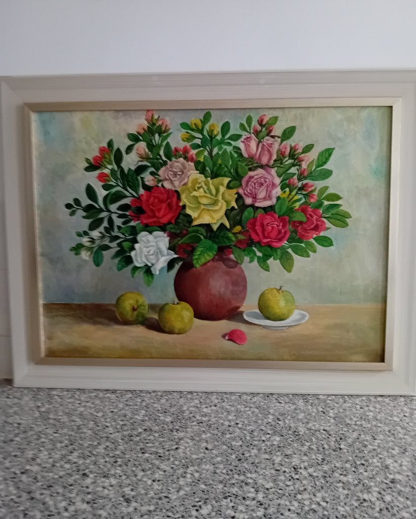 Schilderij Stilleven, Antiek en Kunst, Kunst | Schilderijen | Klassiek, Ophalen, Klassiek, Bloemen
