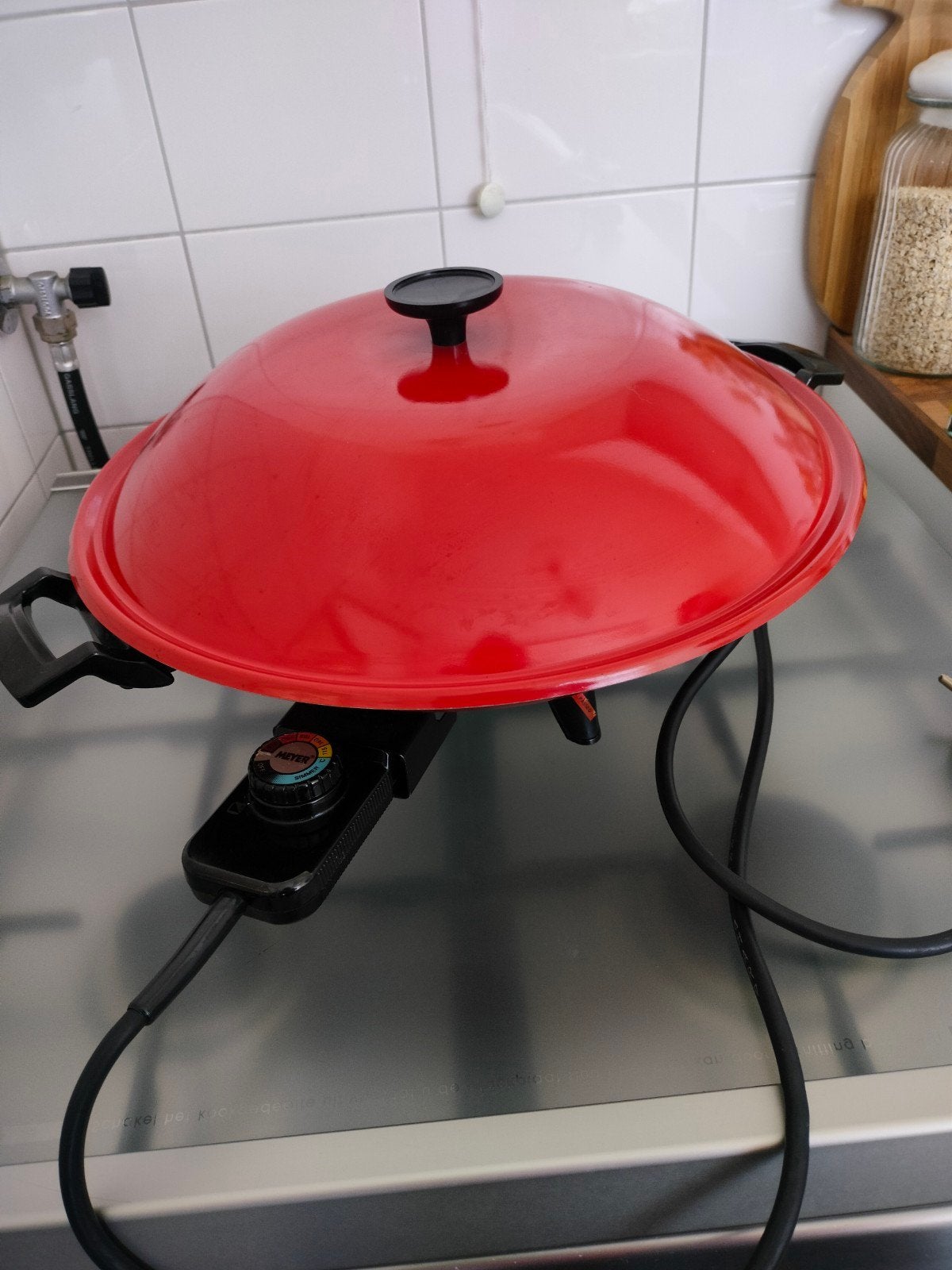 Elektrische wokpan - Meyer, Minder dan 85 cm, 3 kookzones of minder, Ophalen of Verzenden, Vrijstaand
