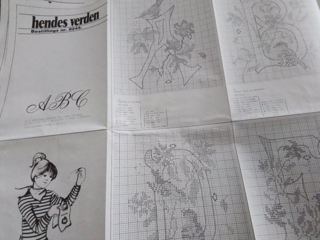 Borduurpatroon van abc, met vogels en bloemen, haar wereld,, Ophalen of Verzenden, Zo goed als nieuw, Handborduren, Patroon