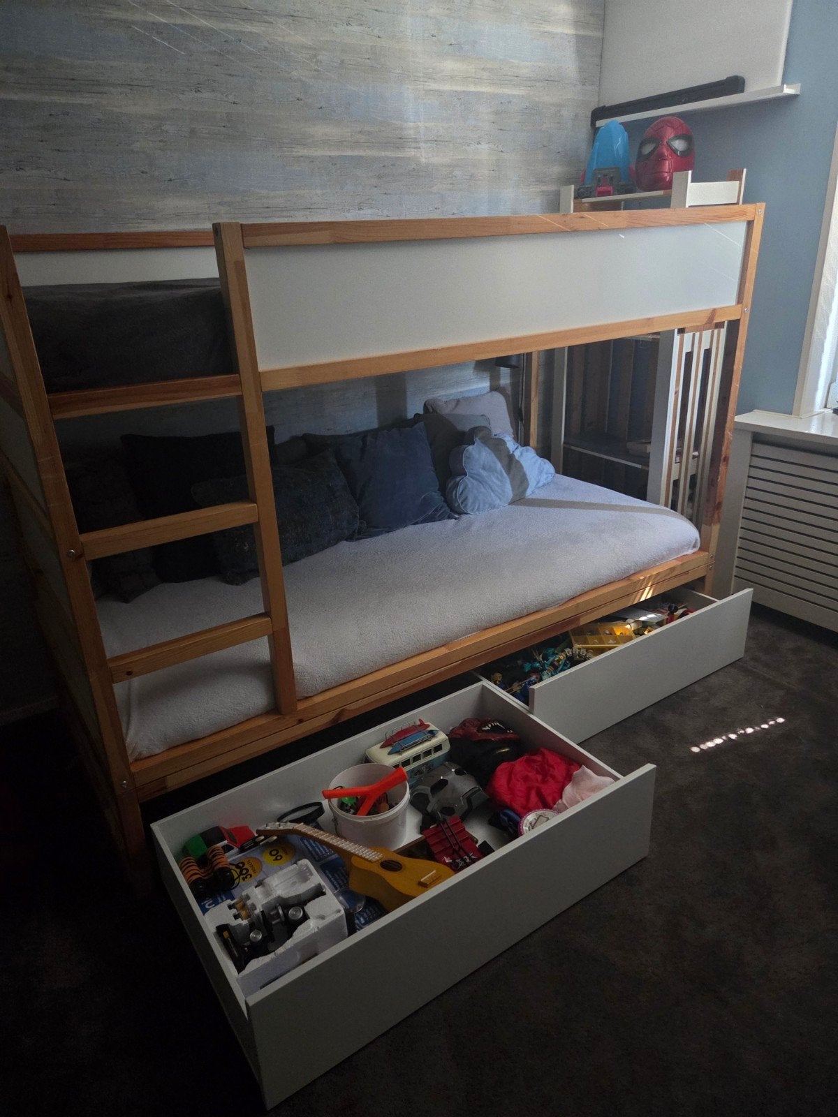 IKEA Kura bed met opberglades (gehackt), Ophalen, 100 cm, Tweepersoons, Minder dan 160 cm