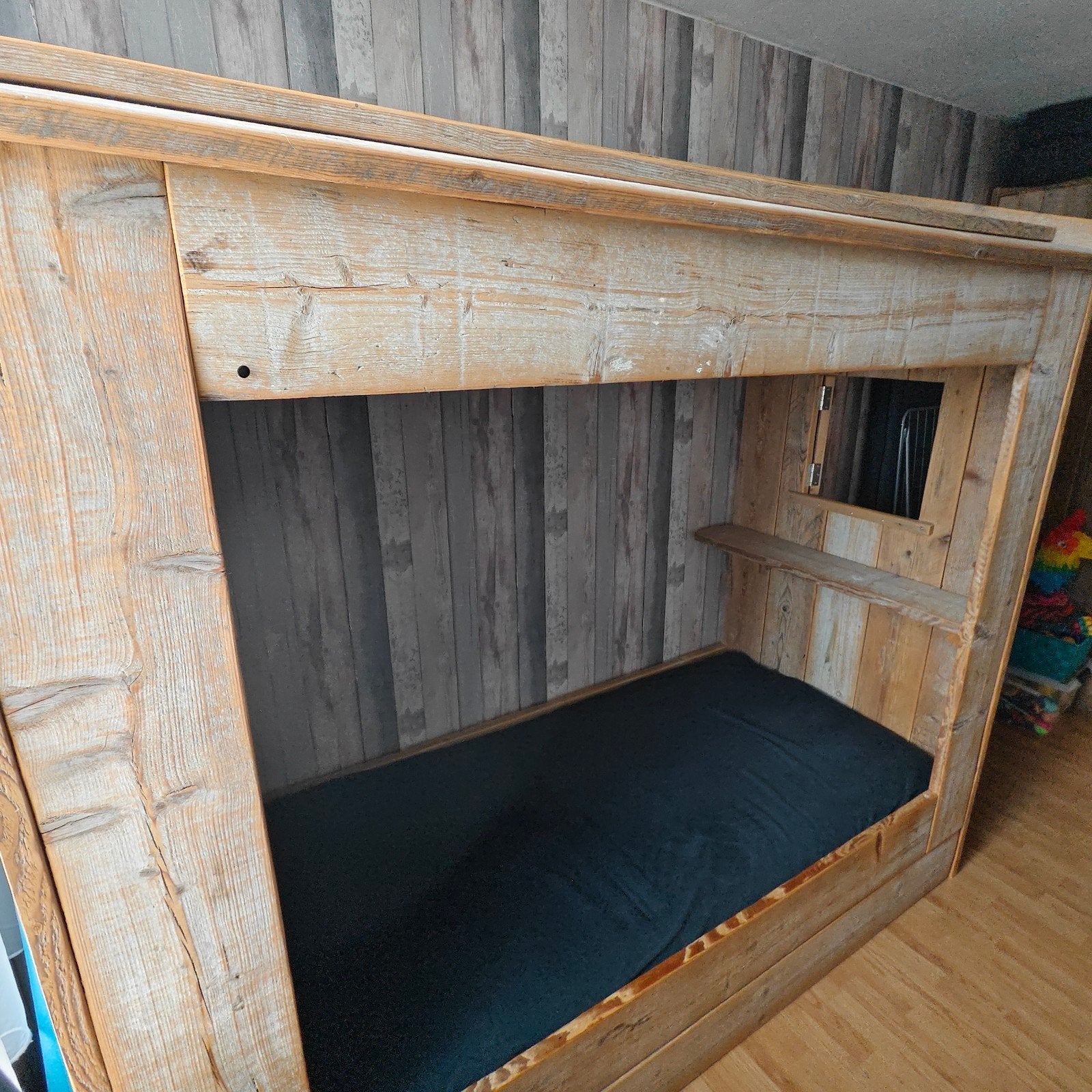 steigerhout bed hut robuust, 85 tot 100 cm, Zo goed als nieuw, 180 cm of meer, Ophalen