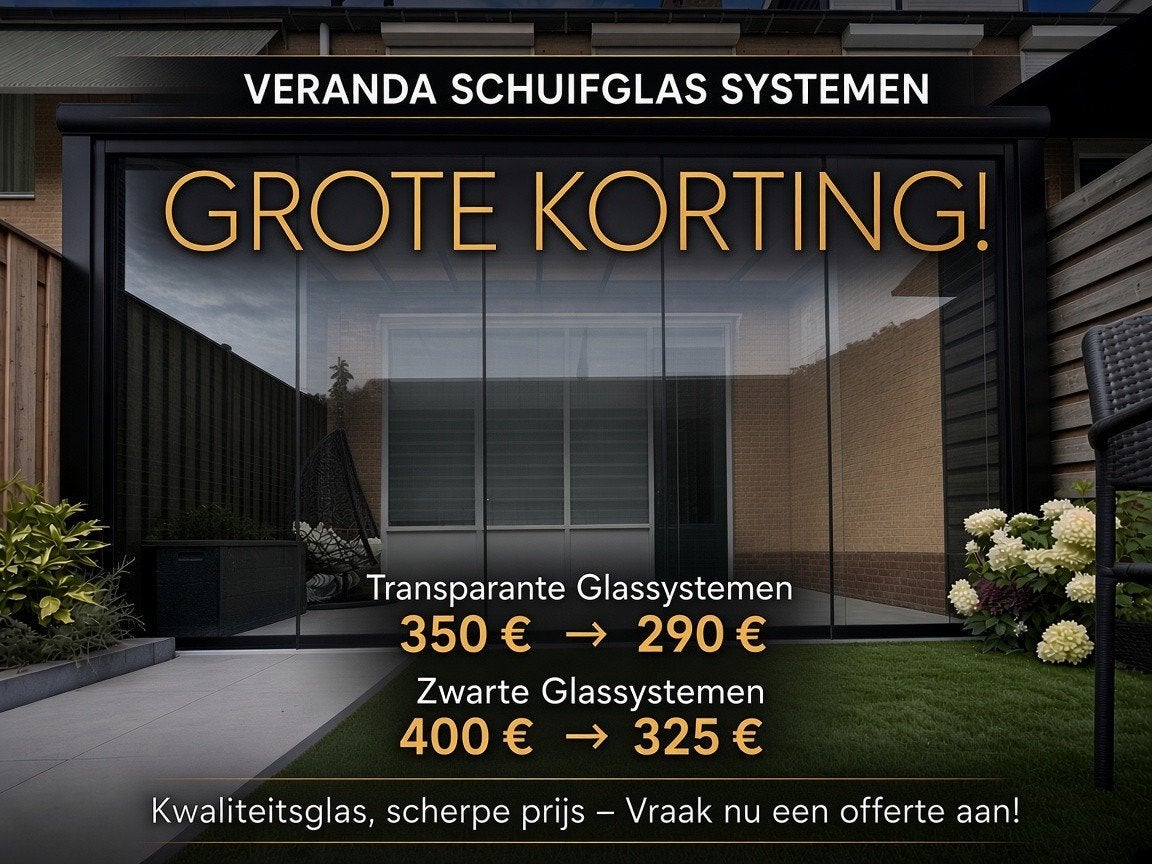 Veranda Schuifglas Systemen - Grote Korting!, Tuin en Terras, Ophalen of Verzenden