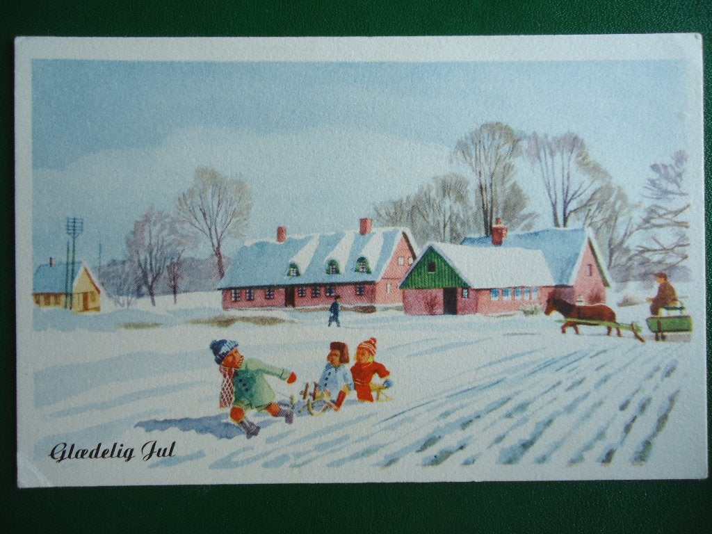 (1097) Kinderkaart: Buiten in de sneeuw / Klein formaat, Verzamelen, Verzenden, 1960 tot 1980, Ongelopen, Kinderen