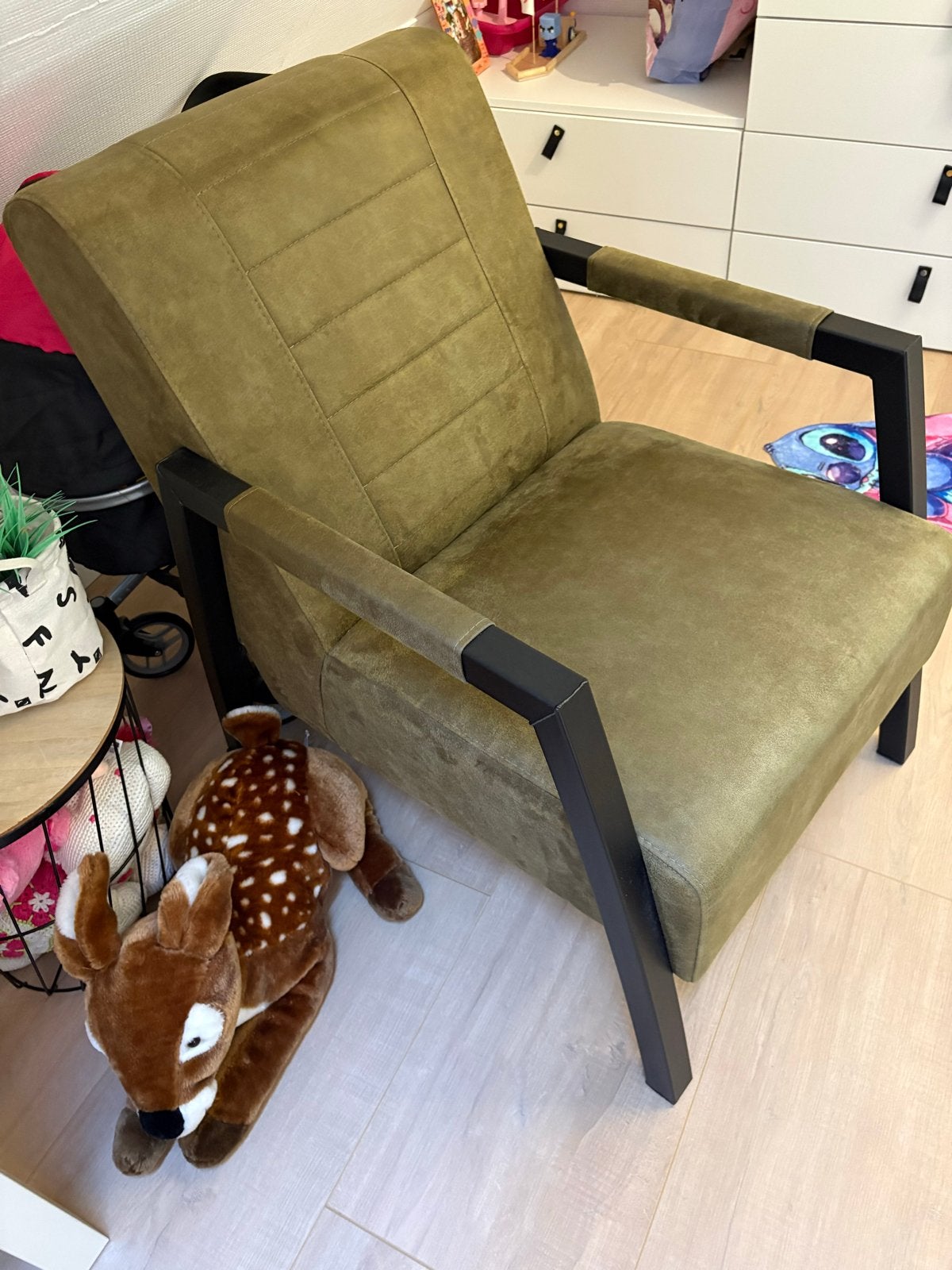 Comfortabele groene fauteuil, ideaal voor ontspanning, Ophalen, Gebruikt, 75 tot 100 cm, Stof