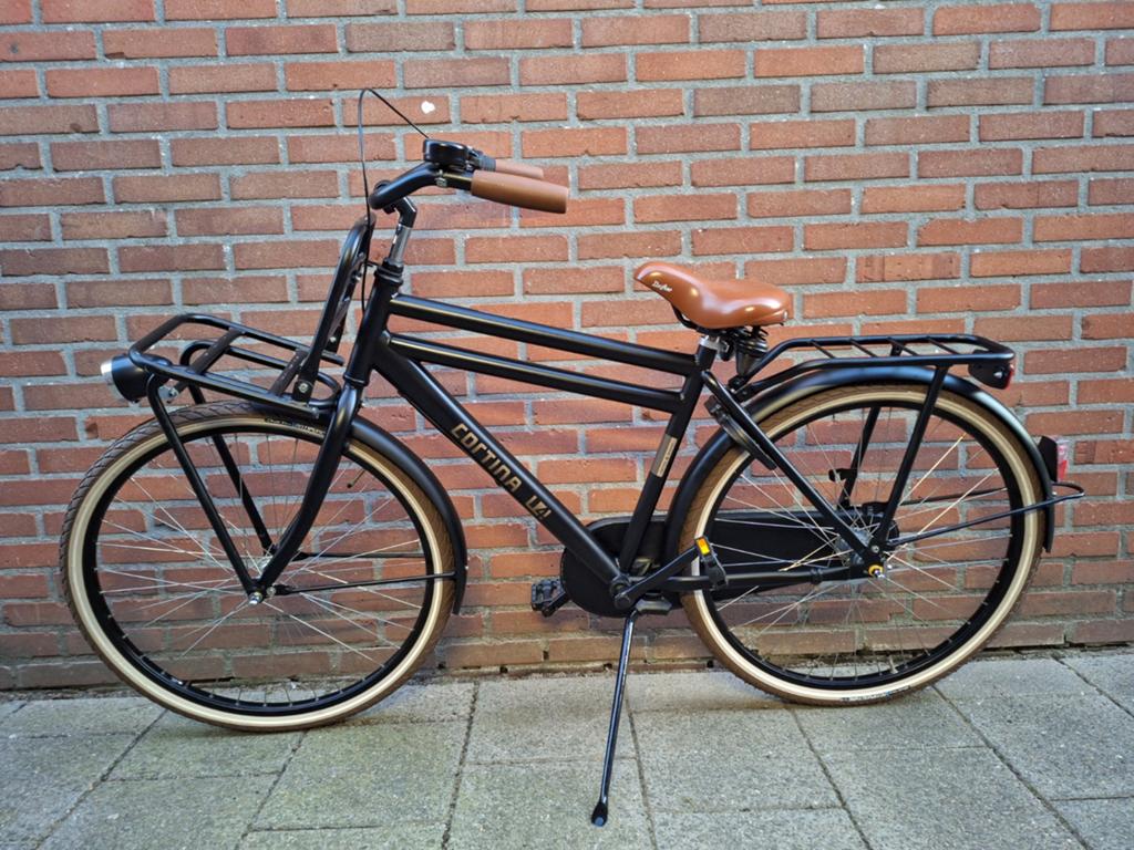 Prachtige Cortina U4 Transportfiets Zwart 26" nieuwe banden, Fietsen en Brommers, Terugtraprem, Gebruikt, Cortina U4 transportfiets