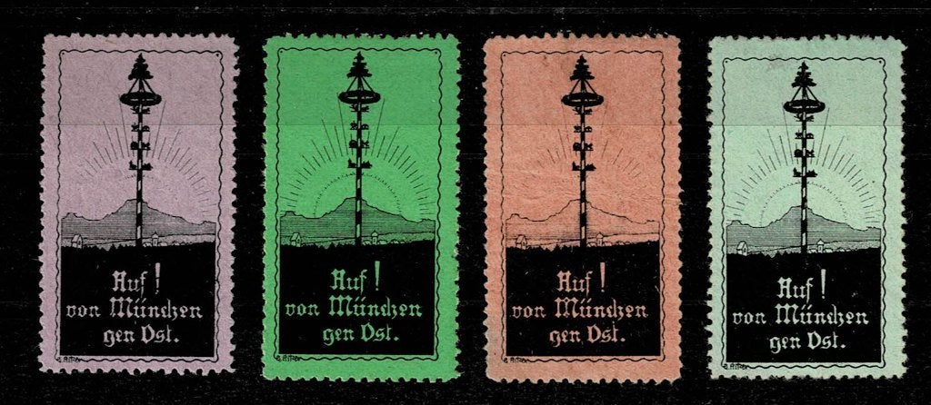 4 sluitzegels Duitsland BAYERISCHE MAIBAUM, Ophalen of Verzenden, Overige thema's