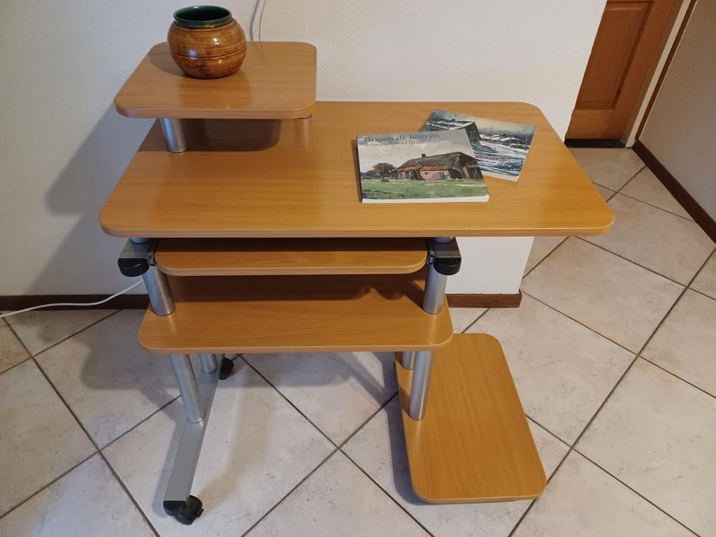 Houten Retro computer/printertafel, Huis en Inrichting, Ophalen, Gebruikt