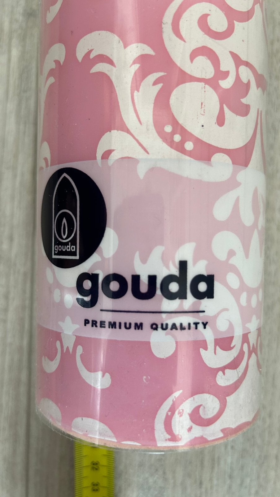 NIEUW roze Gouda kaars met witte opdruk, Nieuw, Ophalen of Verzenden, 17 cm, Roze