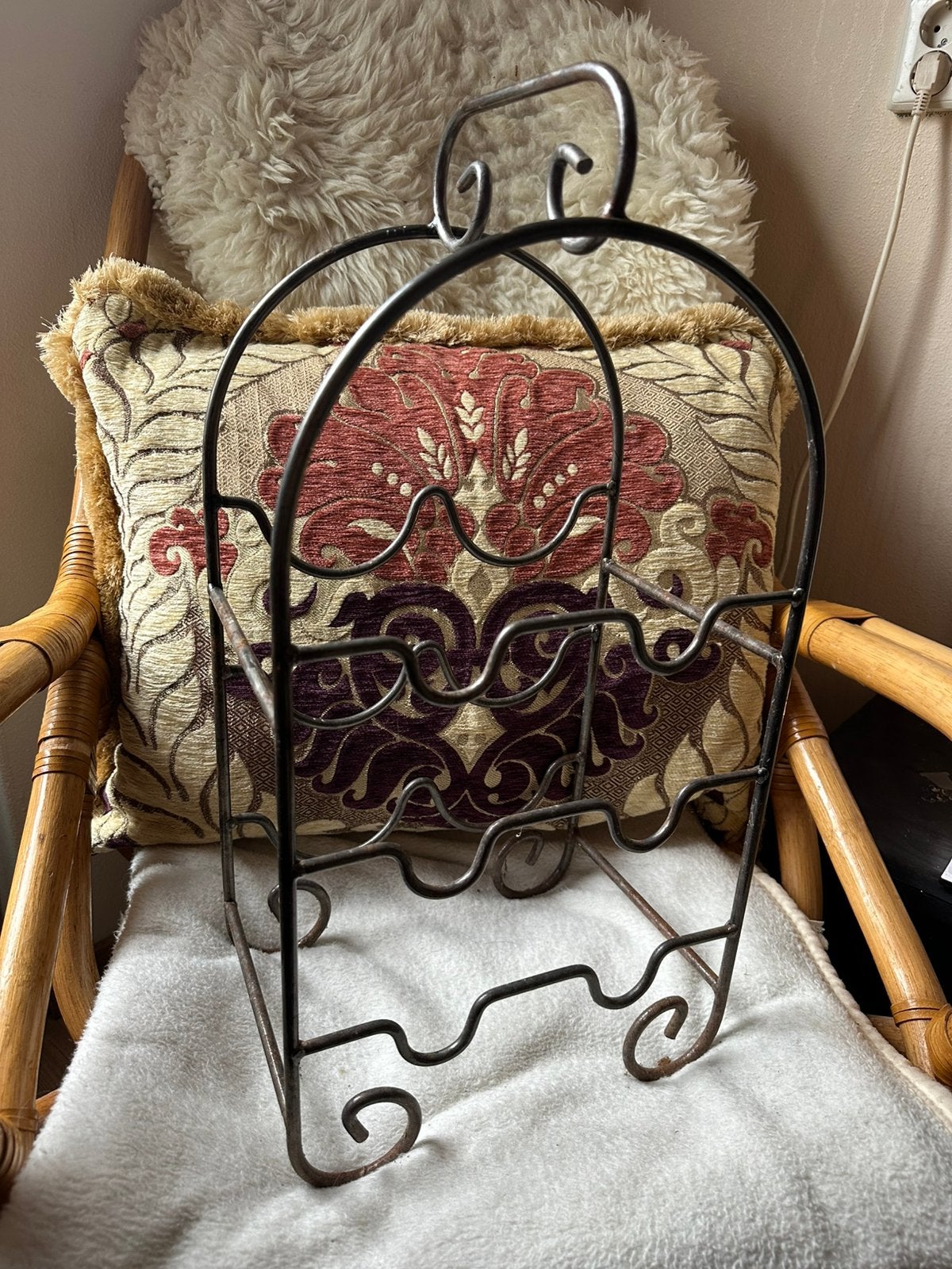 Brocante vintage smeedijzeren wijnrek uit Frankrijk, Lile, Ophalen of Verzenden, Zo goed als nieuw, Metaal