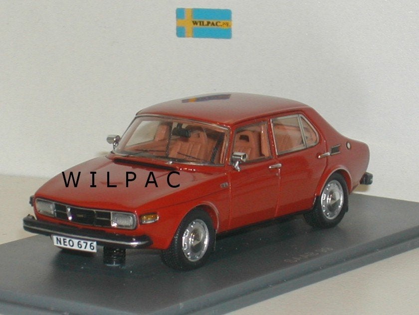 Neo. Saab 99 4 deurs rood model 1971 in resin / schaal 1:43., Ophalen of Verzenden, Nieuw, Auto, Overige merken