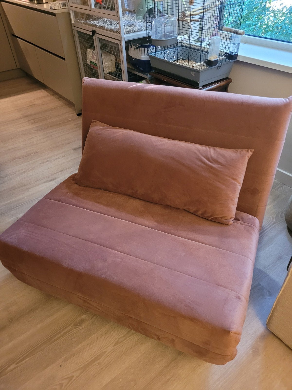 Maison du Monde Nio 1zits slaapfauteuil - Oudroze, fluweel, Huis en Inrichting, Ophalen, 100 cm, Eenpersoons, 190 cm of minder
