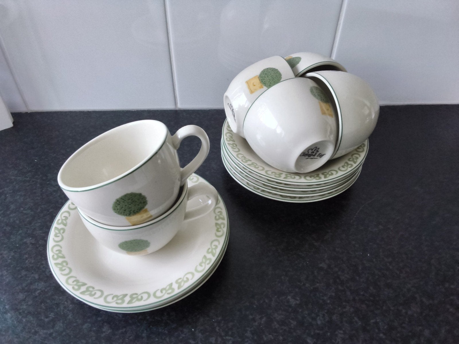 van Cleef Clayre en Eef 6 kop en schotels  buxus, Ophalen of Verzenden