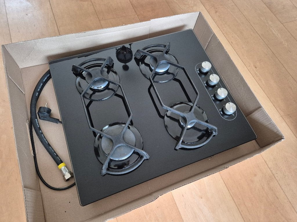 Ikea kookplaat glas met 4 gaspitten, Ophalen, Gebruikt, 4 kookzones, Inbouw