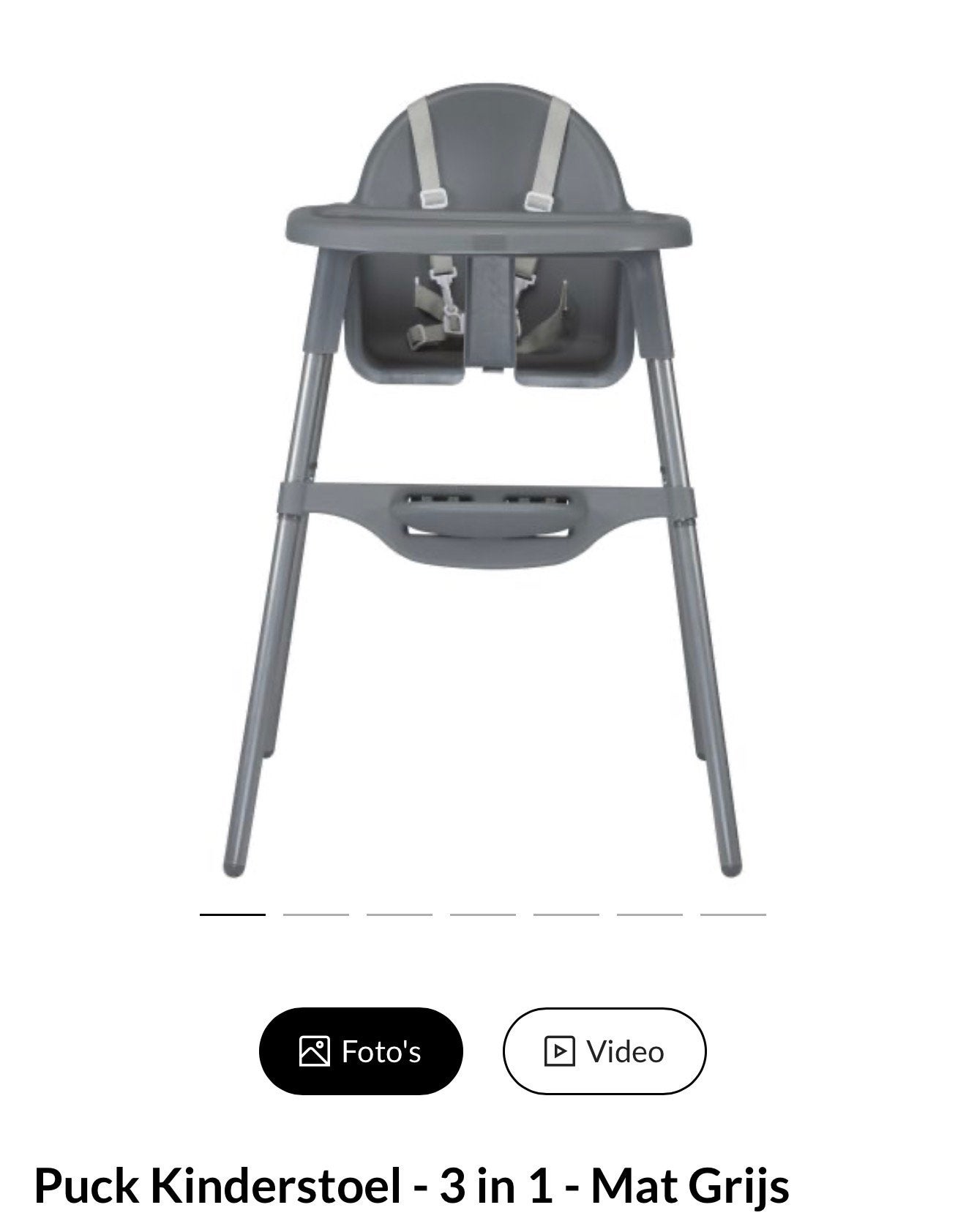 Puck Kinderstoel - 3 in 1 - Mat Grijs, Kinderen en Baby's, Kinderstoelen, Ophalen, Zo goed als nieuw, Overige typen