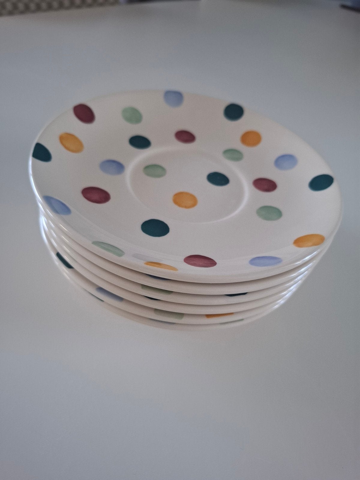 Emma Bridgewater 6 gebaksbordjes Polka Dot, Huis en Inrichting, Keuken | Servies, Ophalen of Verzenden, Zo goed als nieuw, Emma Bridgewater