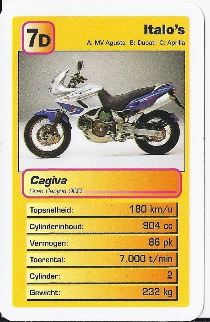Mok10 motorkaartje 7d cagiva gran canyon 900, Ophalen of Verzenden, Zo goed als nieuw, Motoren
