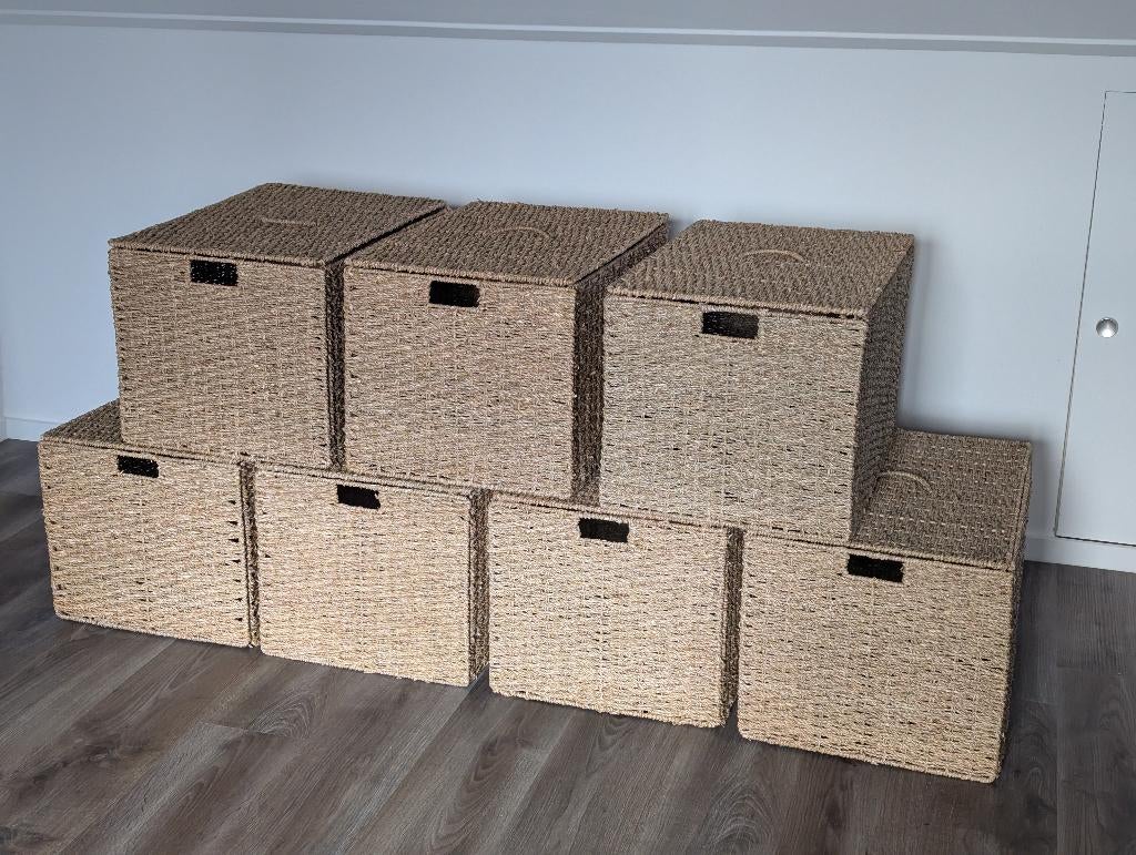 7x La Redoute Opbergmand met Deksel – Zeegras, Huis en Inrichting, Woonaccessoires | Schalen en Manden, Mand, Ophalen of Verzenden