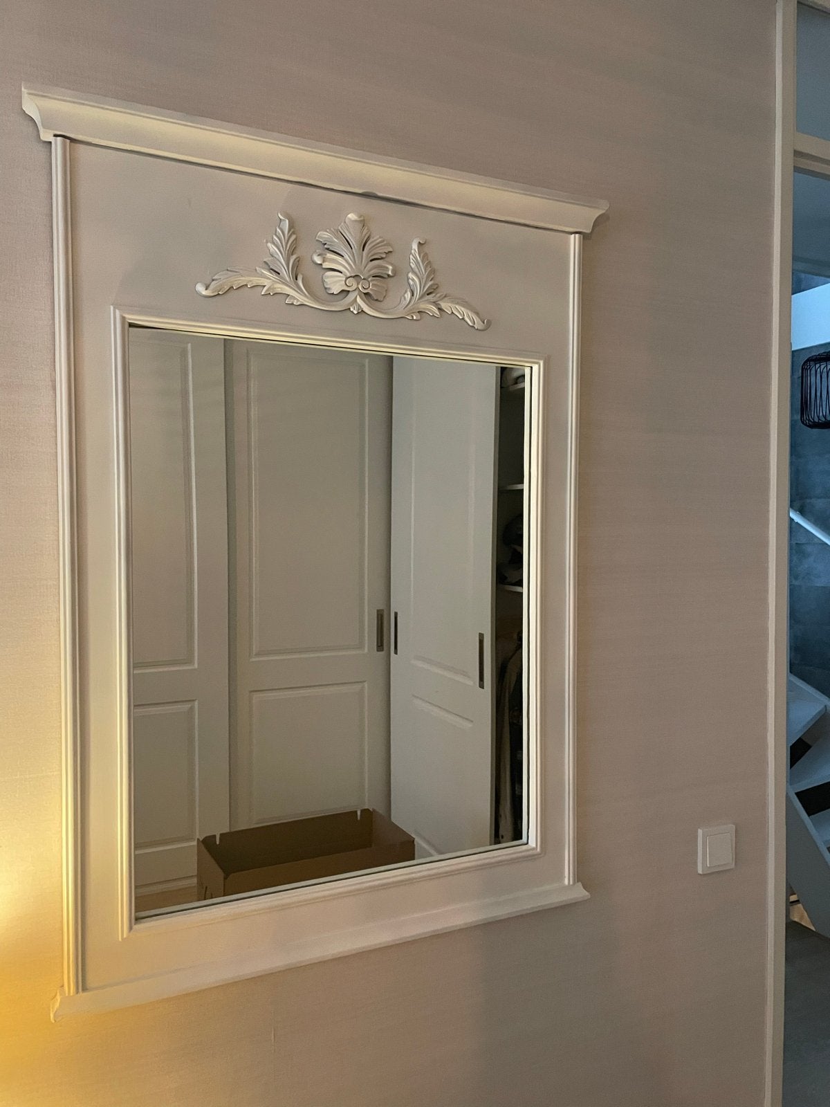 Witte barok spiegel 80x45 cm, Ophalen, Minder dan 50 cm, Gebruikt, Minder dan 100 cm