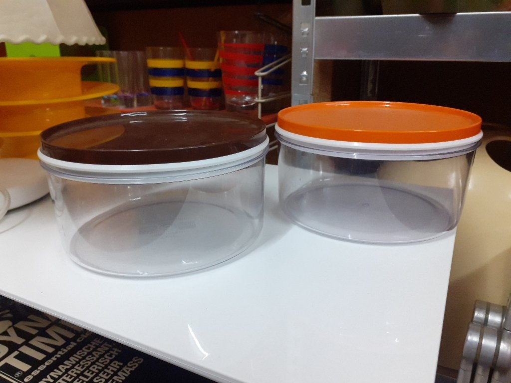 mepal design opberg trommel pot jaren 70 retro oranje bruin, Overige materialen, Gebruikt, Overige typen, ?