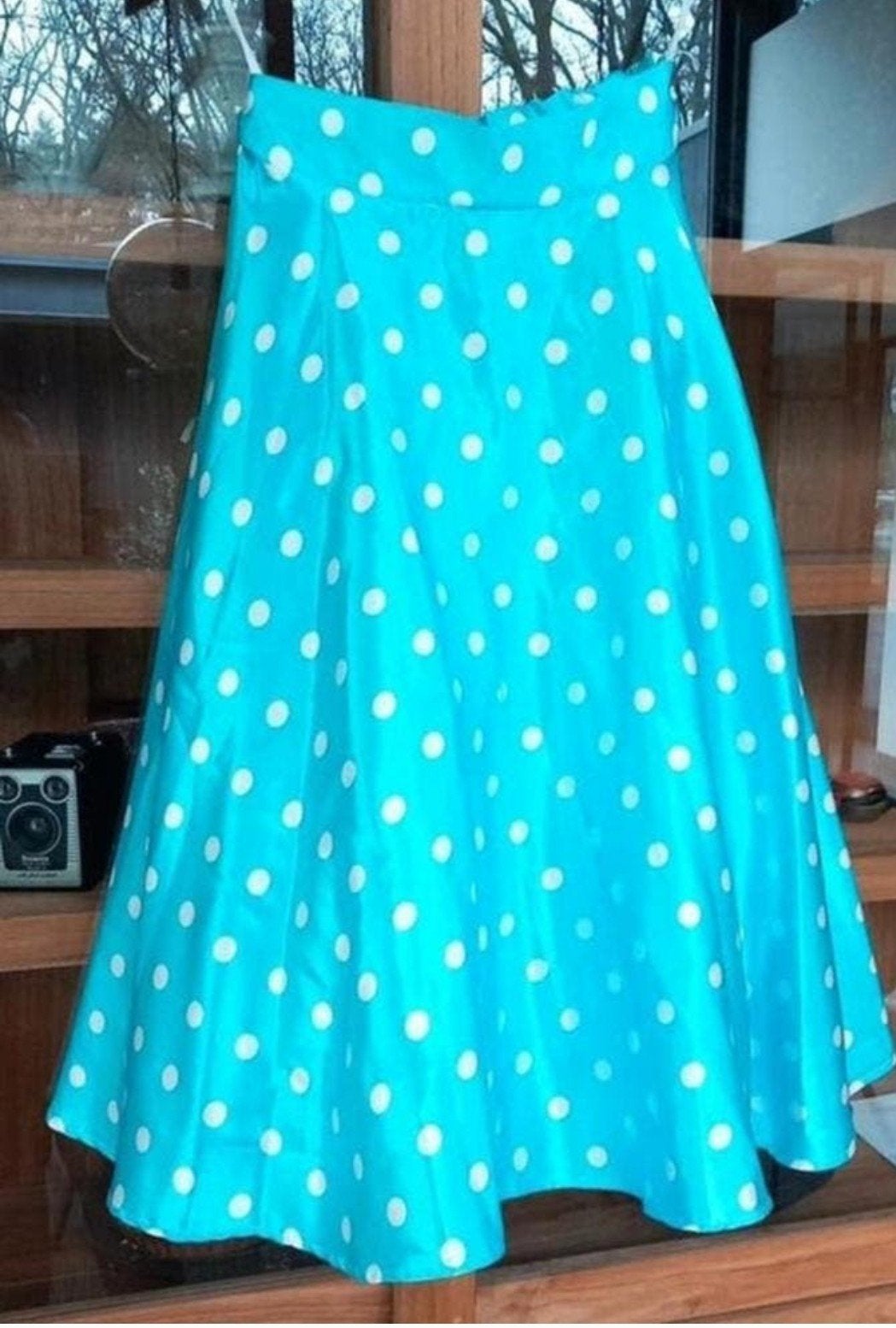 Petticoat turquoise met witte stippen maat S, Ophalen of Verzenden, Gedragen, Maat 36 (S), Blauw