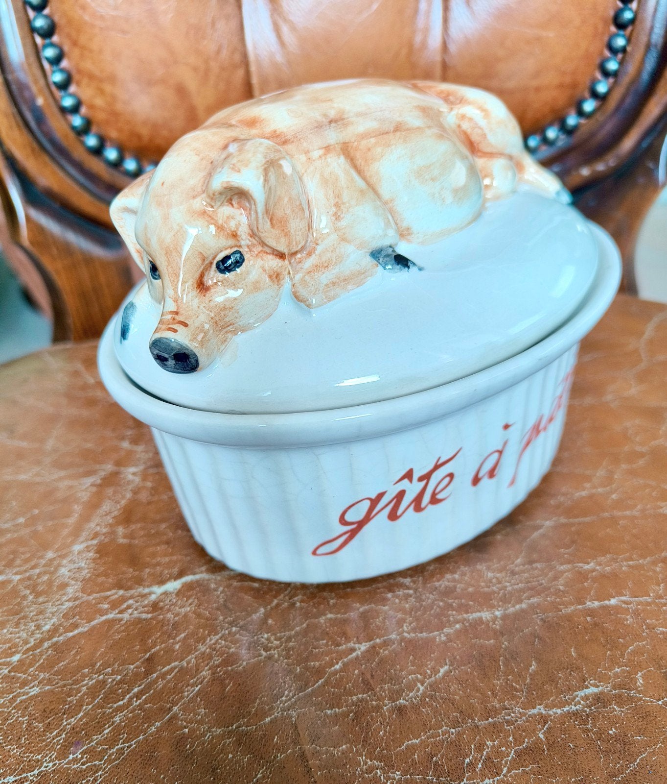 Vintage Terrine Varkentje Paté Schaal Portugal S, Antiek en Kunst, Ophalen of Verzenden