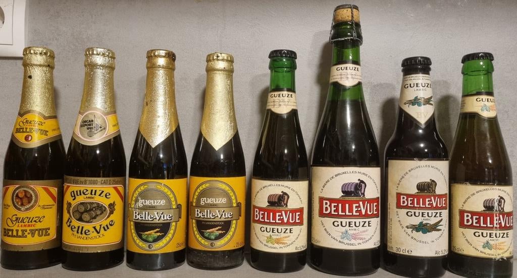 8 Belle-Vue Gueuze Lambic, Vandenstock <'87, '89, '91 tm '96, Ophalen of Verzenden, Zo goed als nieuw, Glas of Glazen, Overige merken