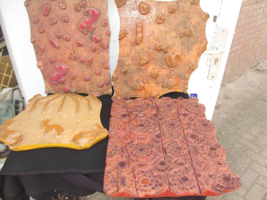Brocante Vlisco stoffen stempels van hout, Ophalen of Verzenden