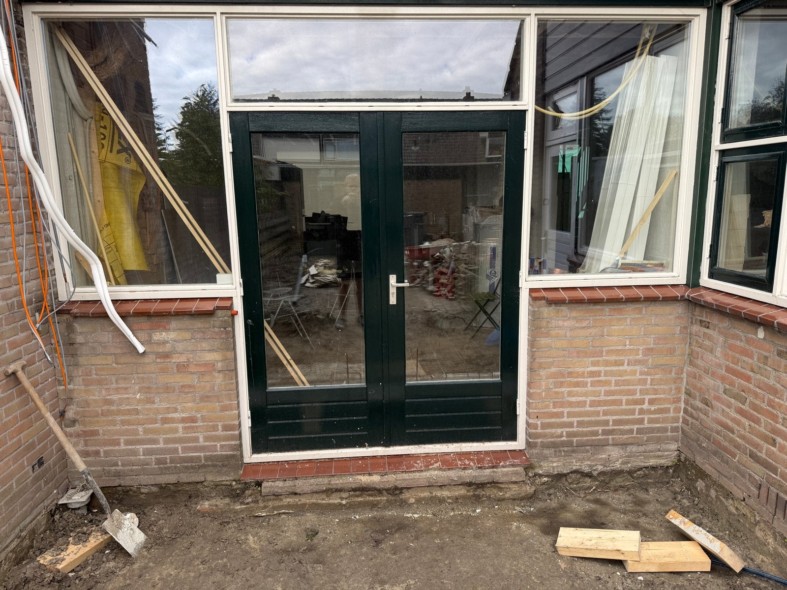 Dubbele tuindeuren met kozijn, Doe-het-zelf en Verbouw, Ophalen, Hout, 120 cm of meer, 215 cm of meer