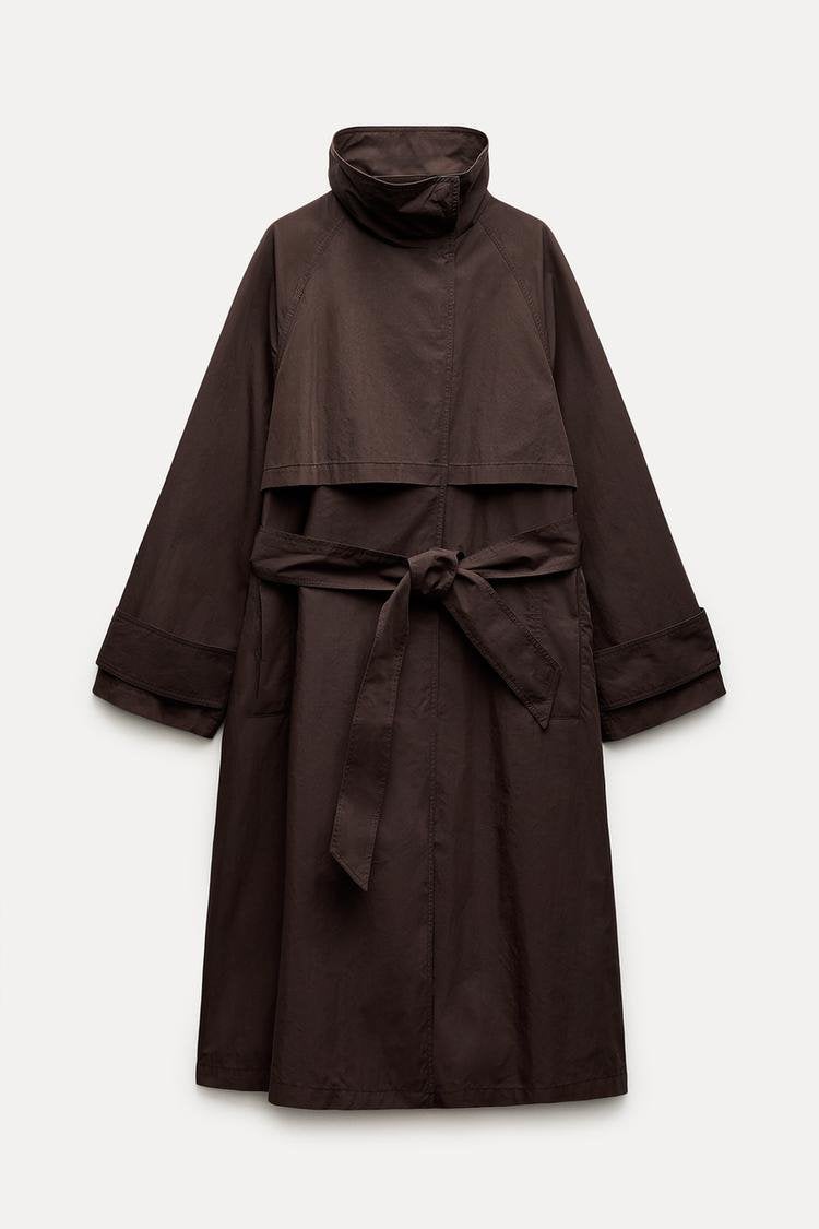 Dames Zara trenchcoat lange jas bruin coat bruin katoen XS, Ophalen of Verzenden, Nieuw, Maat 34 (XS) of kleiner, Bruin