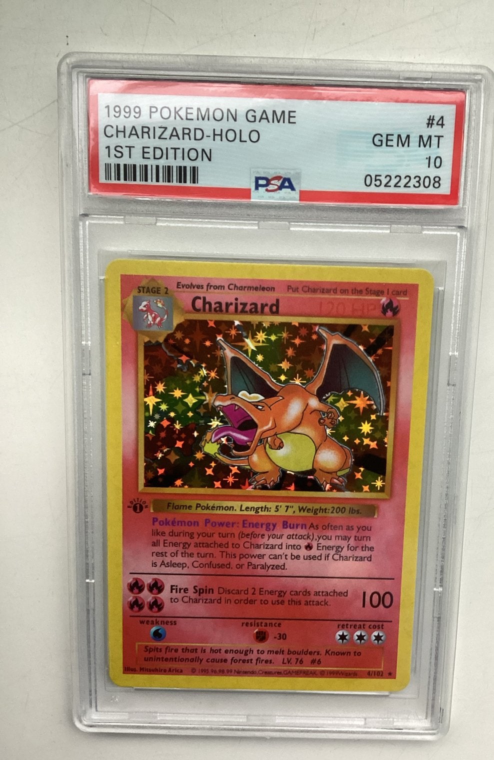 PSA 10 GEM MT 1999 Pokémon Charizard Holo 1st Edition, Ophalen of Verzenden, Nieuw, Losse kaart, Foil