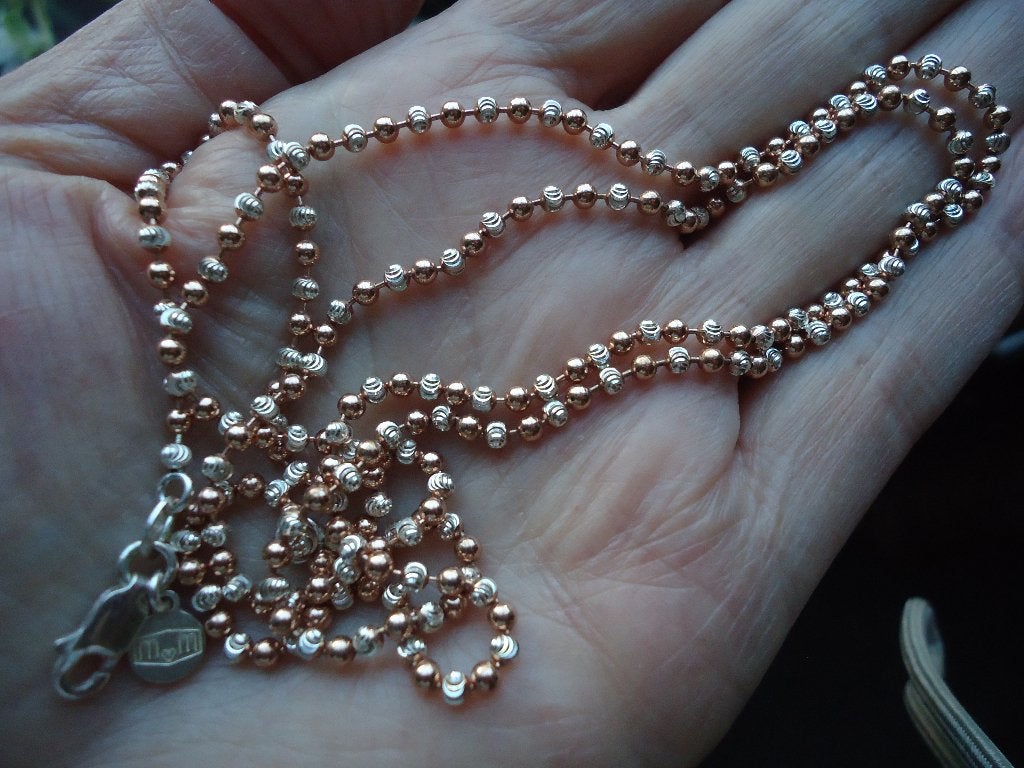 mooie  echt zilver/roze bolletjes ketting 80 cm mimoneda, Sieraden, Tassen en Uiterlijk, Ophalen of Verzenden, Zo goed als nieuw