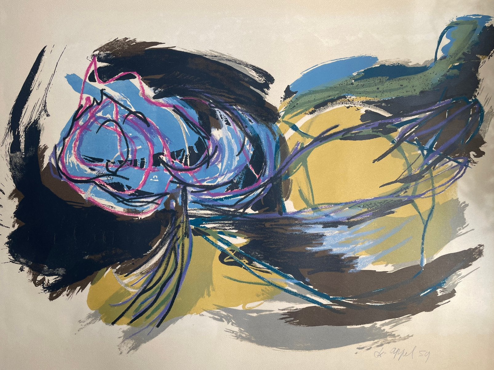 Karel Appel / CoBrA groep / kleurenlitho 1959, Ophalen