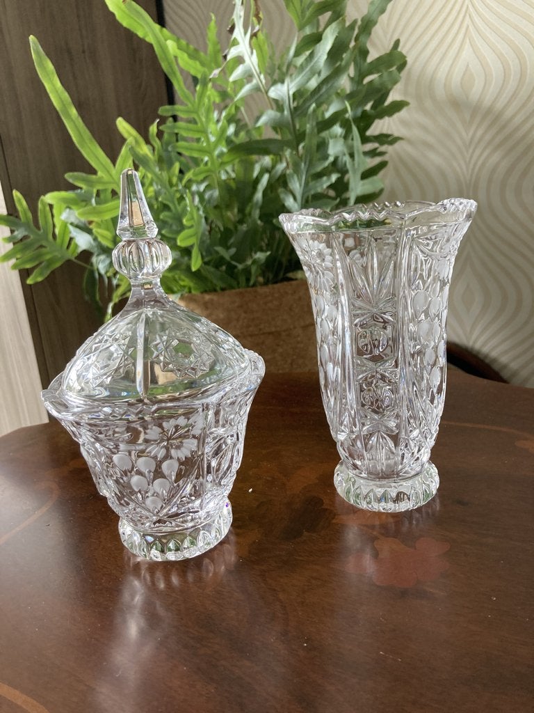 vaasje met potje Anna Hutte, Antiek en Kunst, Antiek | Glas en Kristal, Ophalen of Verzenden
