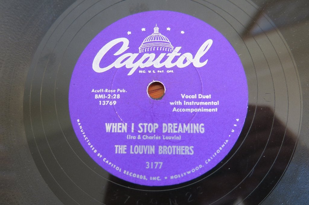 The Louvin Brothers When I Stop Dreaming 78rpm 78 toeren, Gebruikt, 10 inch, Ophalen of Verzenden, Overige typen